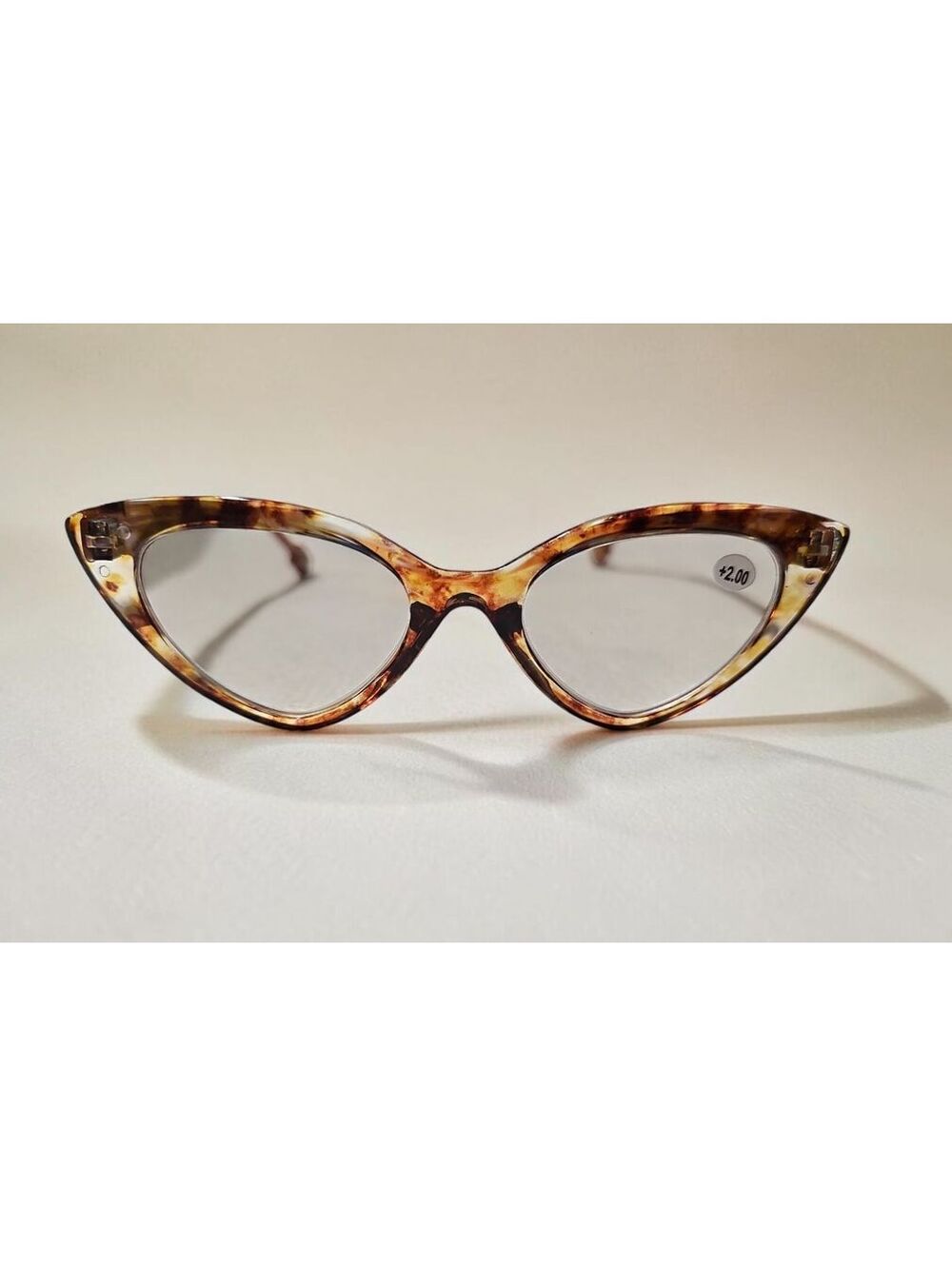 Cat Eye Reading Glasses +2.00 Tortoiseshell Brown Frame Retro Style